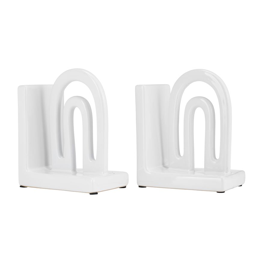 Sagebrook 6" Ceramic Arch Bookends (Set Of 2) - White