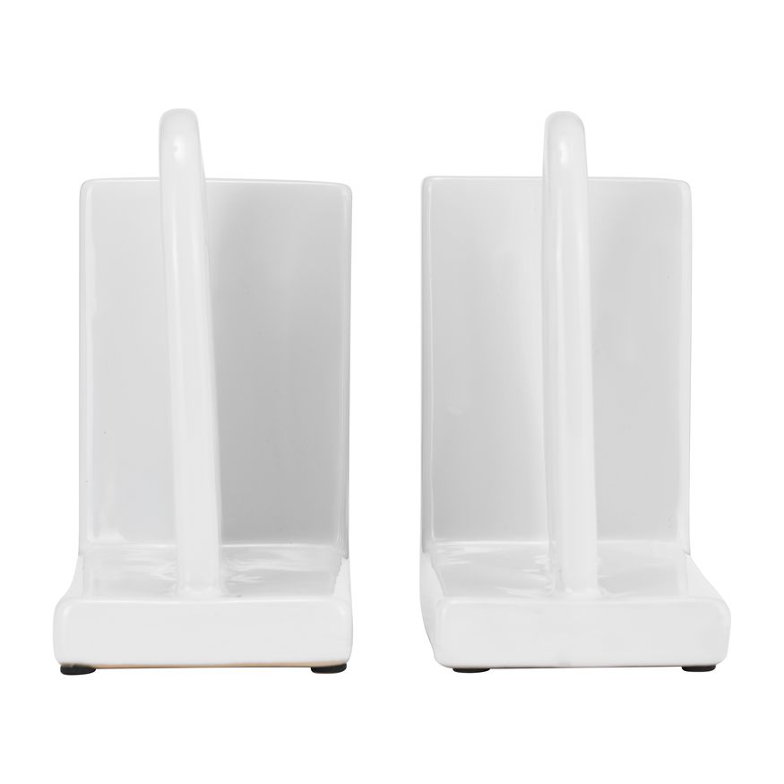 Sagebrook 6" Ceramic Arch Bookends (Set Of 2) - White