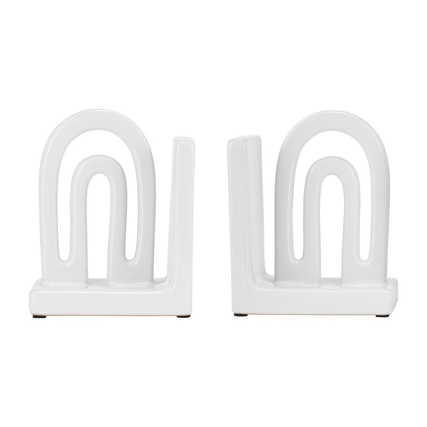Sagebrook 6" Ceramic Arch Bookends (Set Of 2) - White