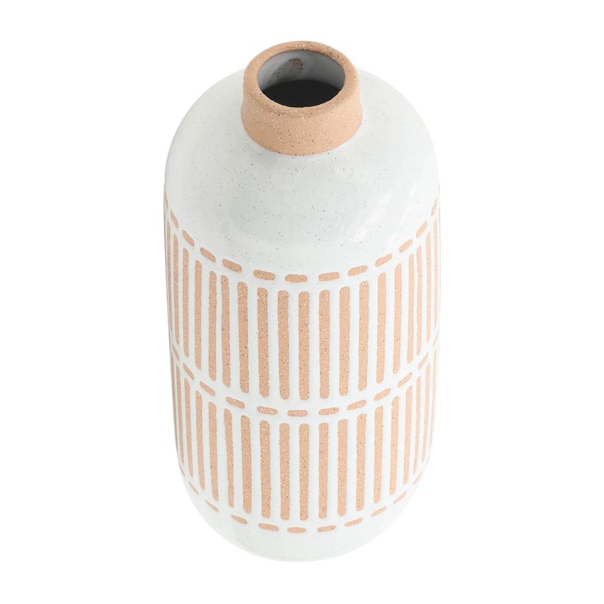 Sagebrook - 12" Ceramic Round Aztec Vase in Ivory