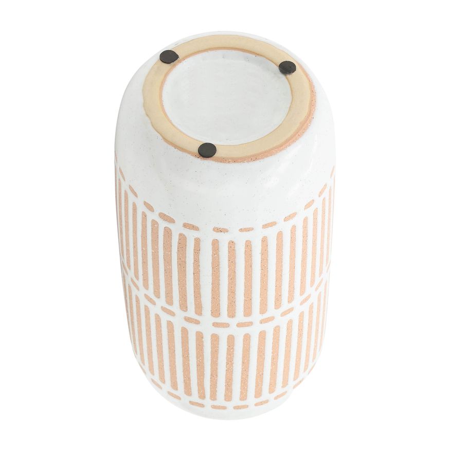 Sagebrook - 12" Ceramic Round Aztec Vase in Ivory