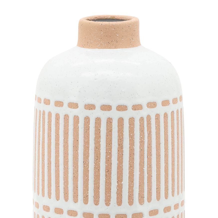 Sagebrook - 12" Ceramic Round Aztec Vase in Ivory