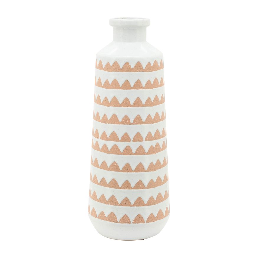 Sagebrook 16" Ceramic Aztec Vase - Ivory