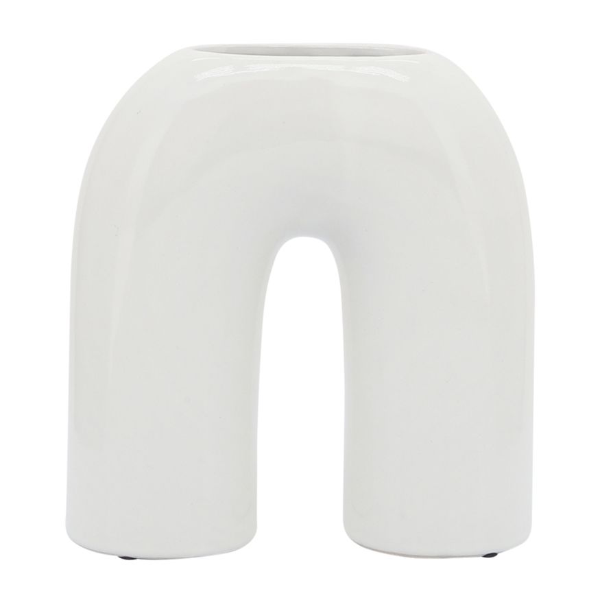 Sagebrook 8" Ceramic Horseshoe Vase - White