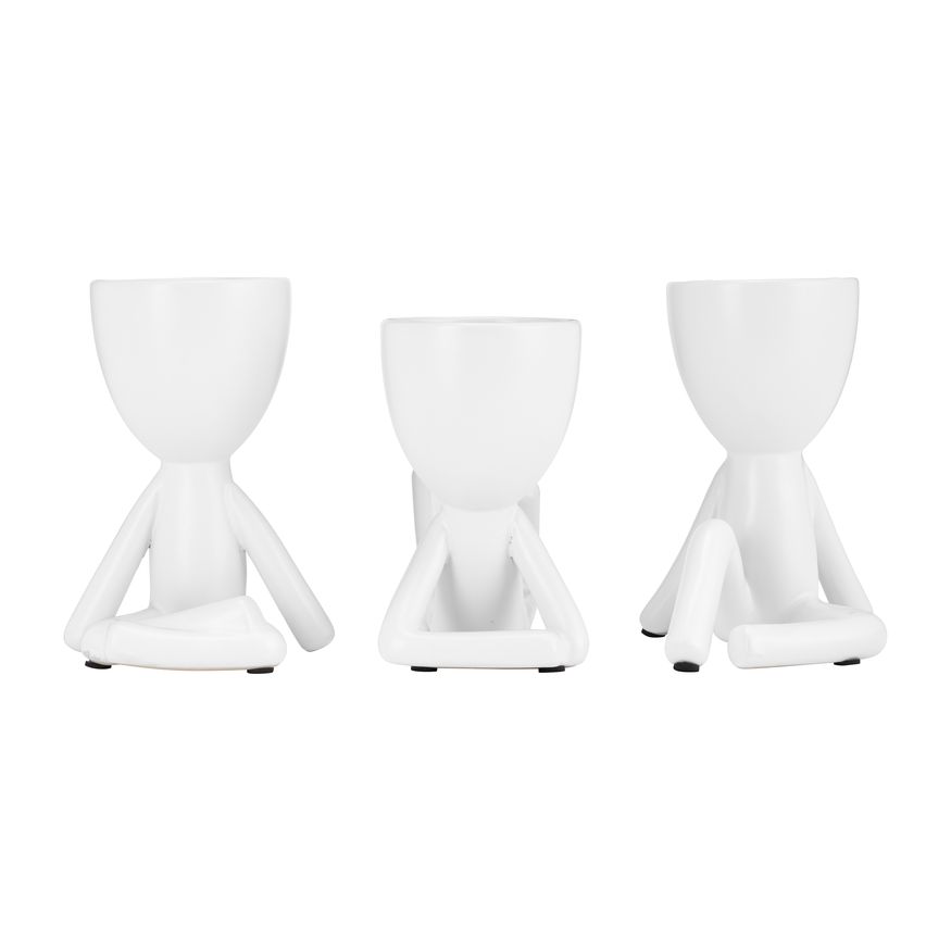 Sagebrook - 8" Ceramic Sitting Humans (Set Of 3)
