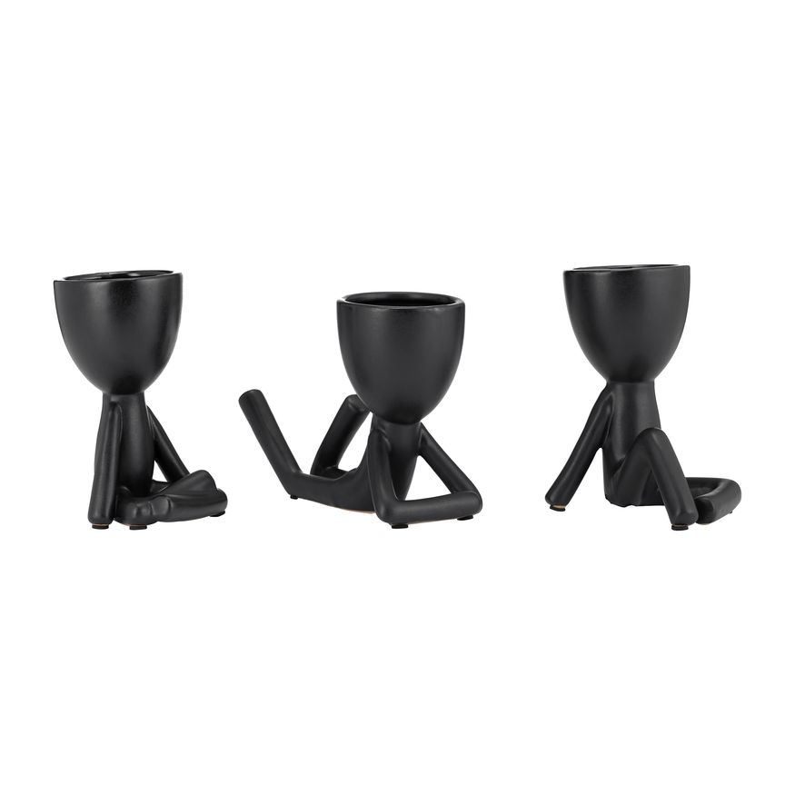 Sagebrook - 8" Ceramic Sitting Humans (Set Of 3)