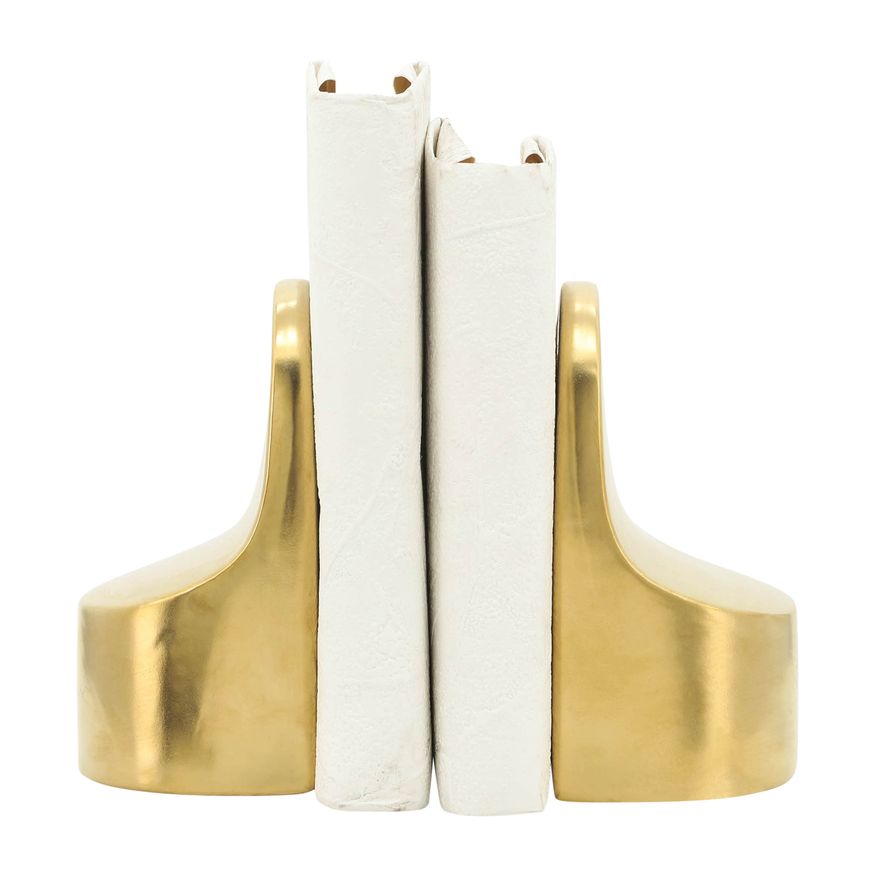 Sagebrook - 6" Ceramic Contemporary Bookends in Gold