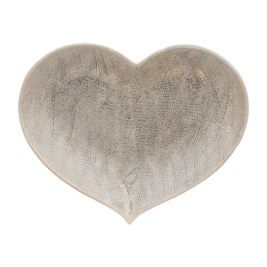 Sagebrook - 12"/13"/15" Ceramic Scratched Heart Plates (Set Of 3) in Champagne