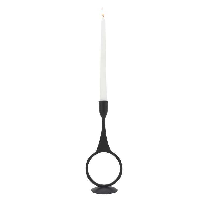 Sagebrook 10" Metal Round Taper Candle Holder - Black