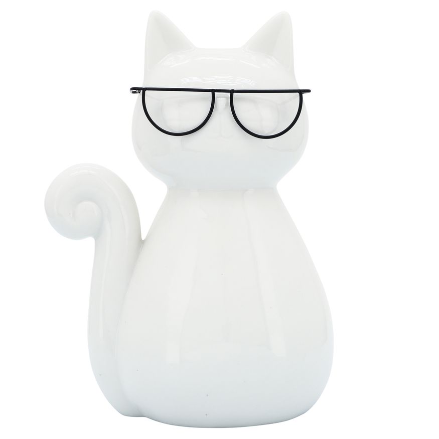 Sagebrook - 8" Porcelain Cat With Glasses