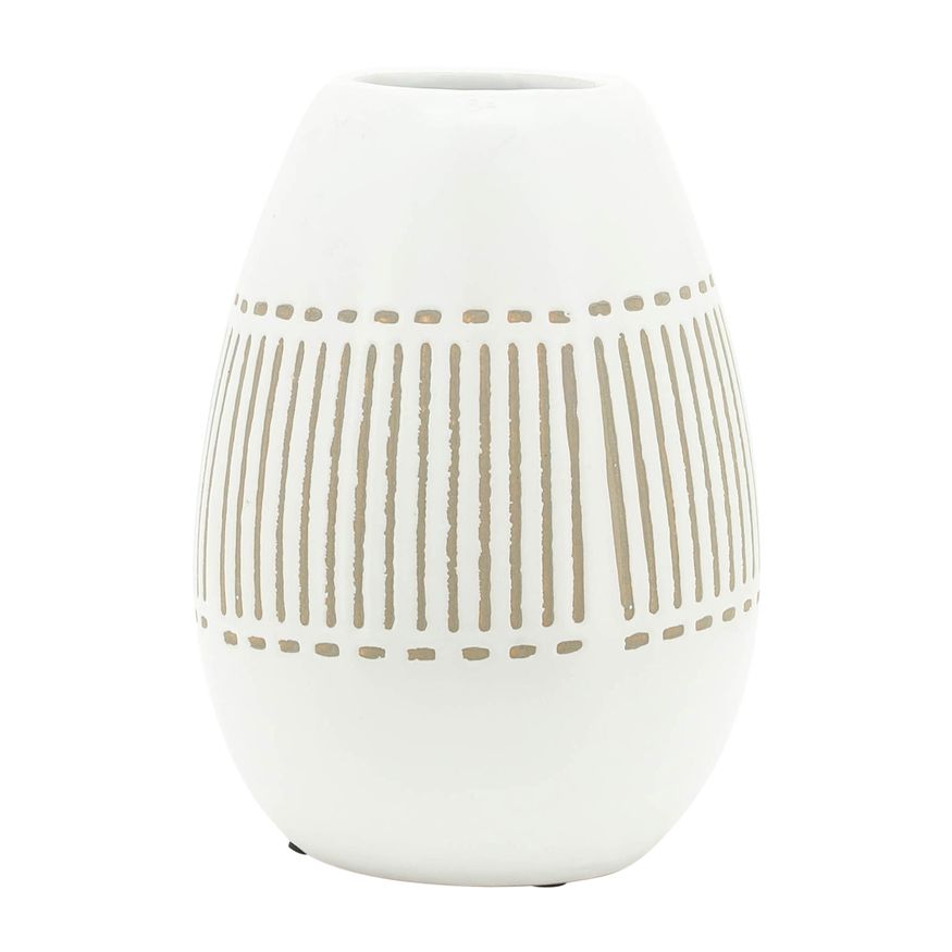 Sagebrook 8" Ceramic Aztec Vase - Gray