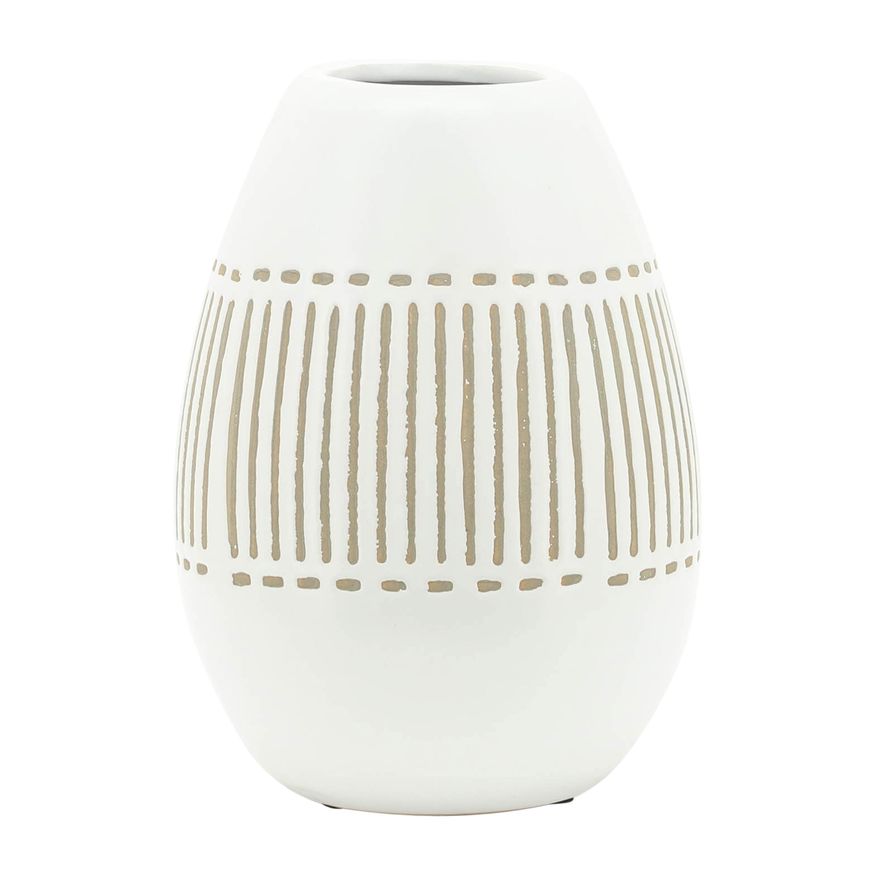Sagebrook 8" Ceramic Aztec Vase - Gray