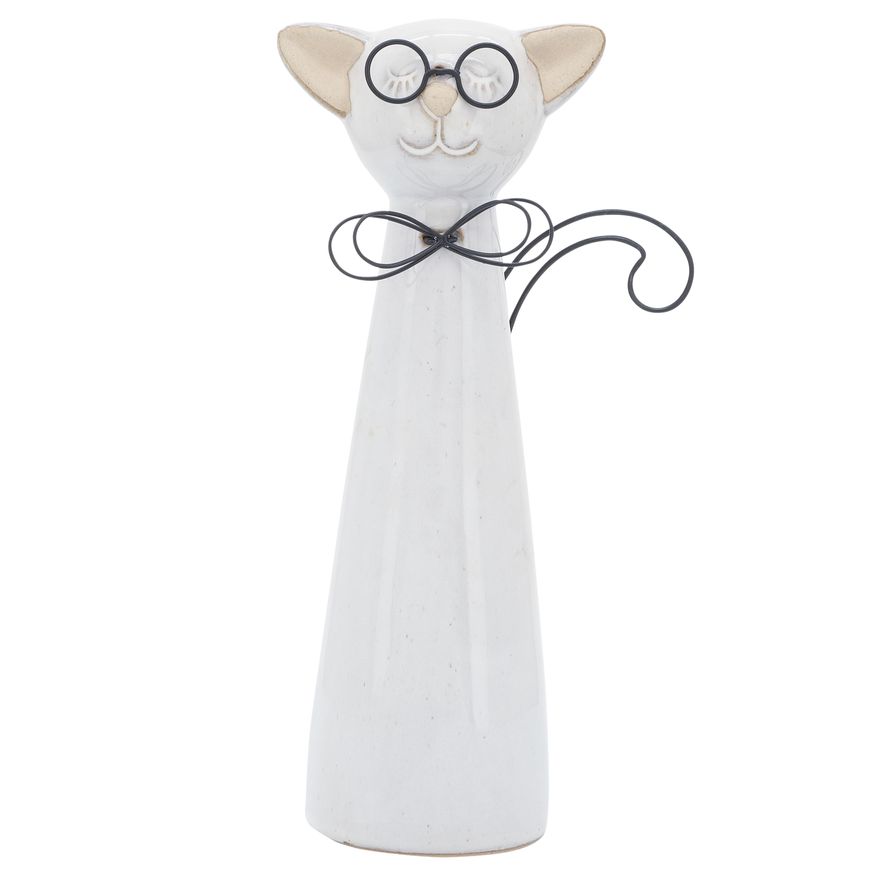 Sagebrook - 11" Ceramic Cat With Glasses