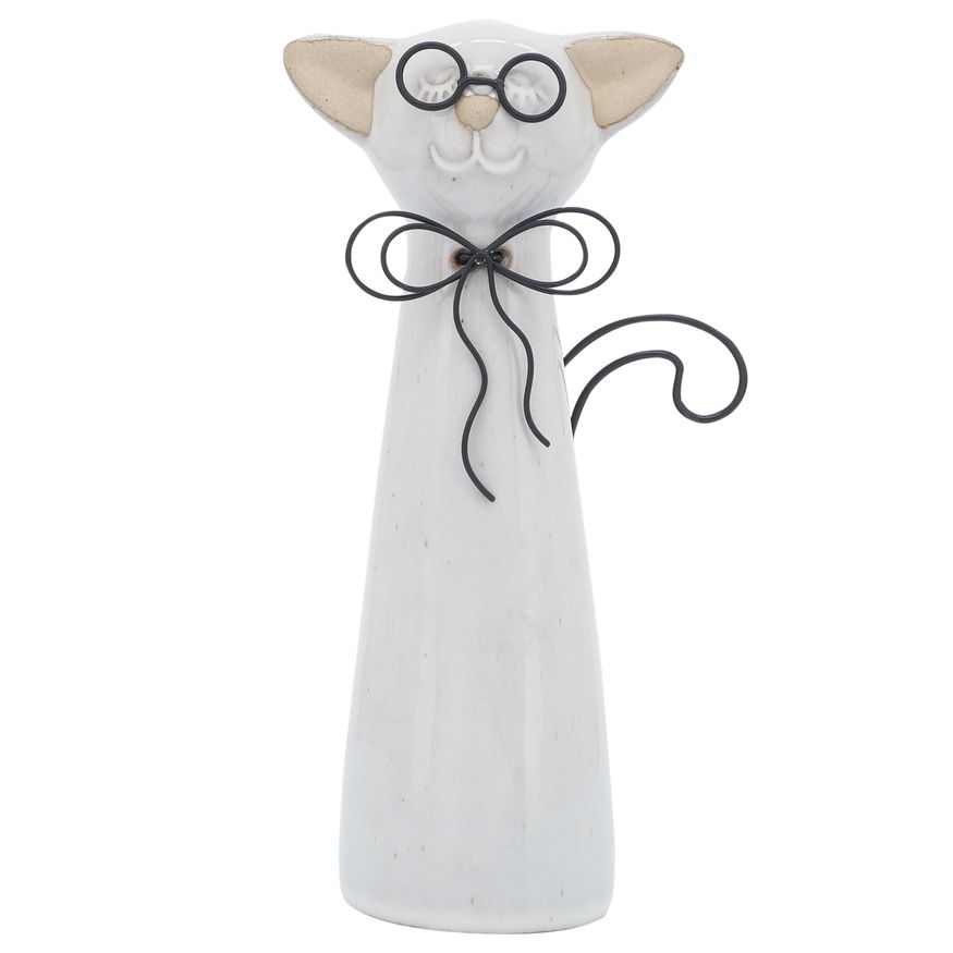 Sagebrook - 11" Ceramic Cat With Glasses