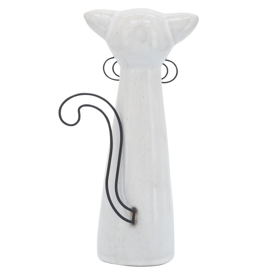 Sagebrook 8" Ceramic Cat With Glasses - Beige