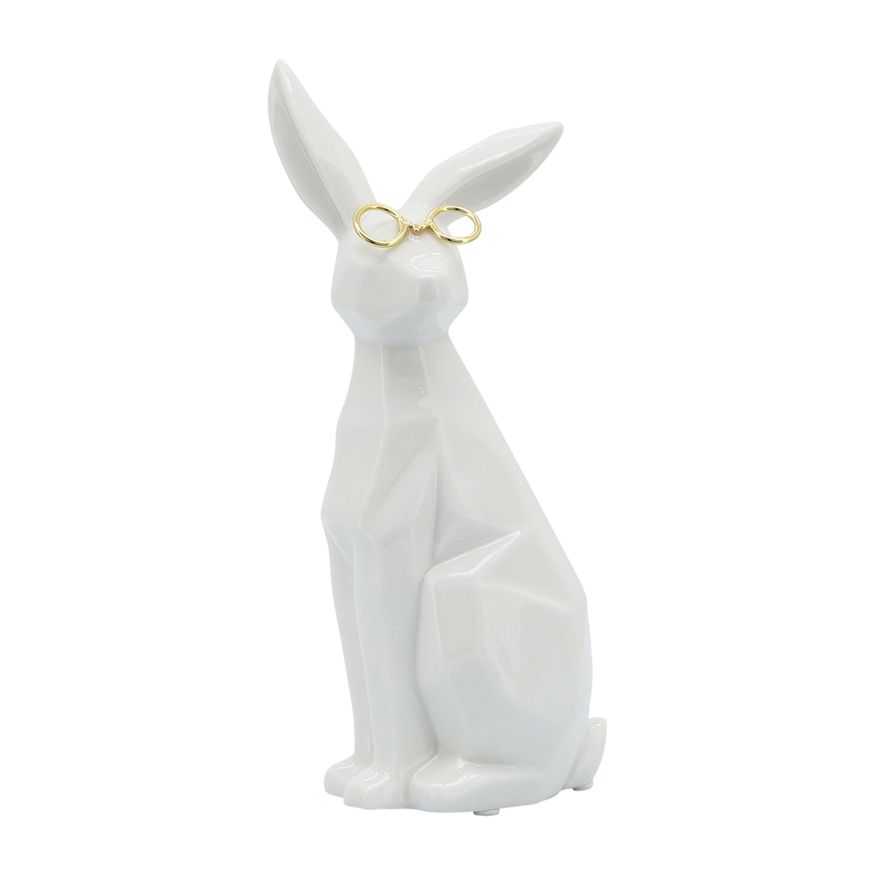 Sagebrook - 11" Ceramic Sideview Bunny With Glasses