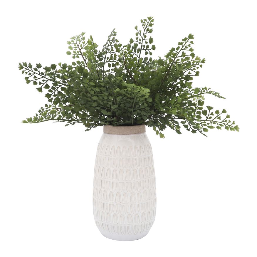 Sagebrook 10" Ceramic Carved Vase - Beige