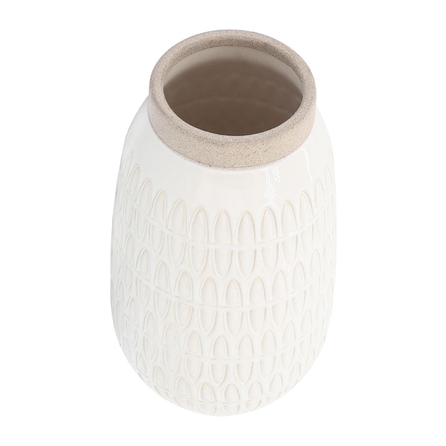 Sagebrook 10" Ceramic Carved Vase - Beige