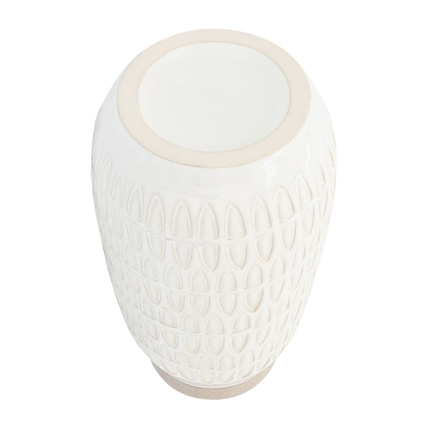 Sagebrook 10" Ceramic Carved Vase - Beige
