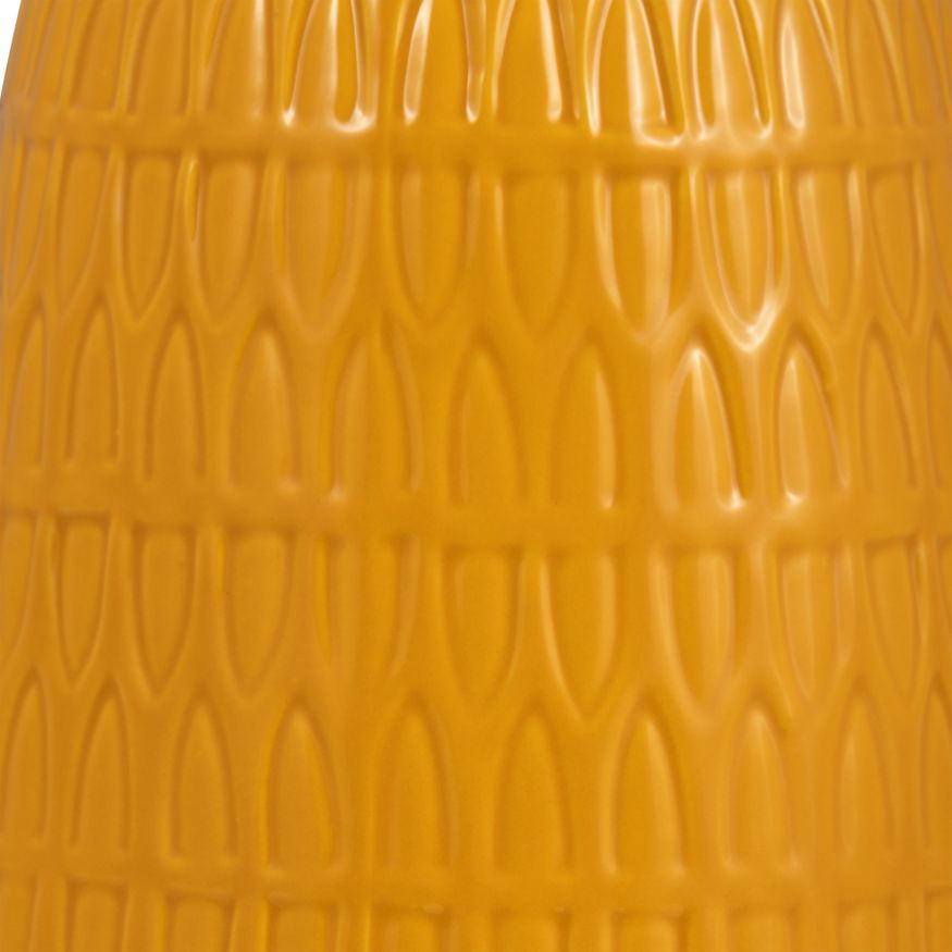 Sagebrook 12" Ceramic Carved Vase - Mustard Gold