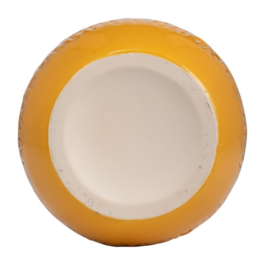 Sagebrook 12" Ceramic Carved Vase - Mustard Gold