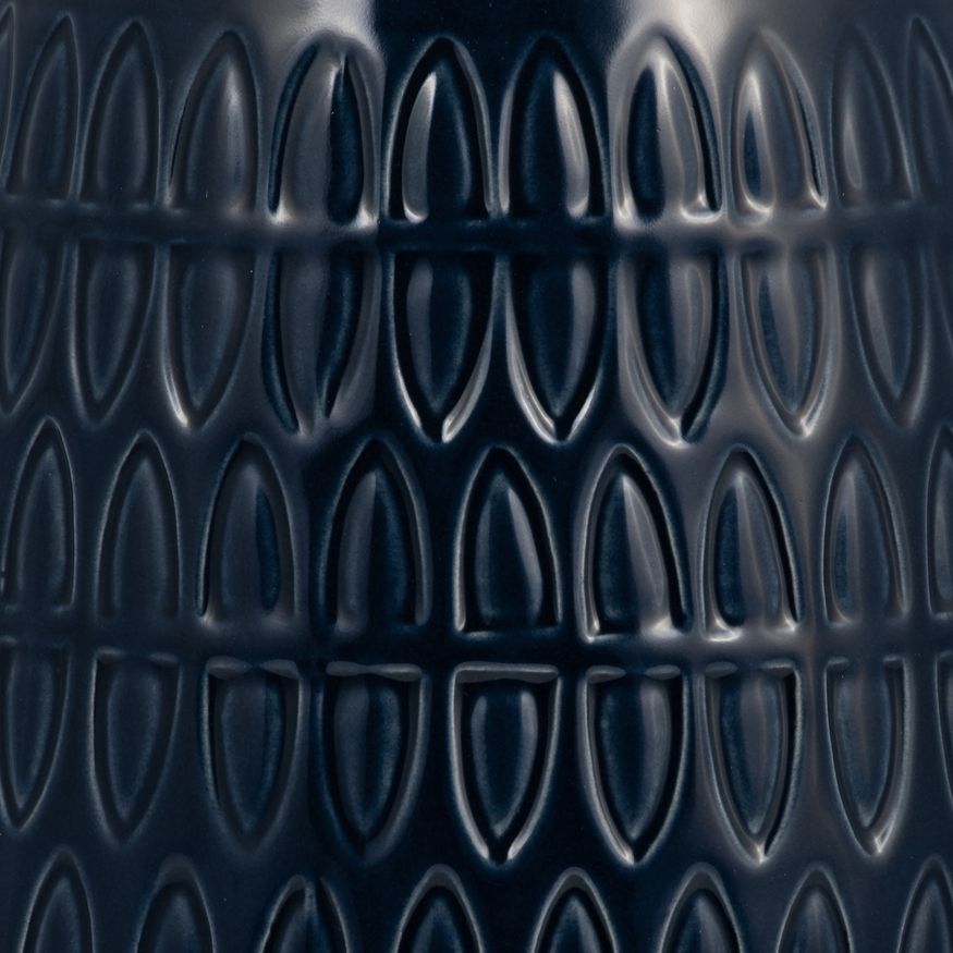 Sagebrook 8" Ceramic Carved Vase - Navy Blue
