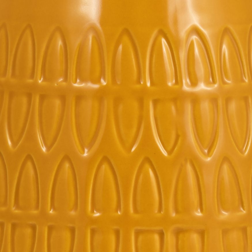 Sagebrook 8" Ceramic Carved Vase - Mustard Gold