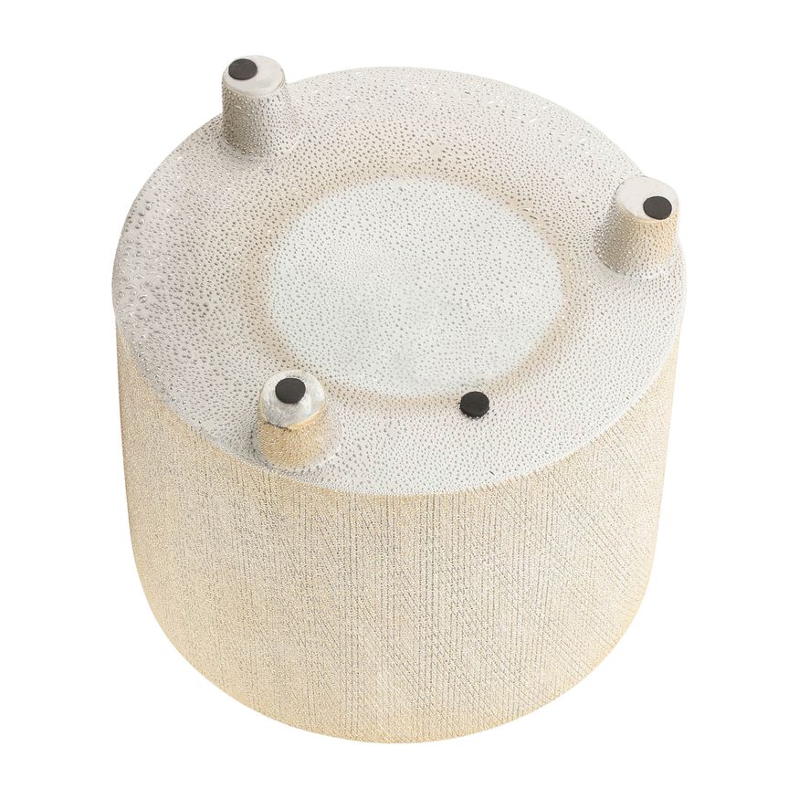 Sagebrook 6"/8" Footed Scratched Ceramic Planters (Set Of 2) - Champagne