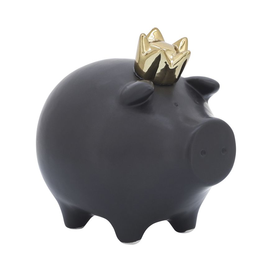 Sagebrook - 8" Ceramic Pig With Crown