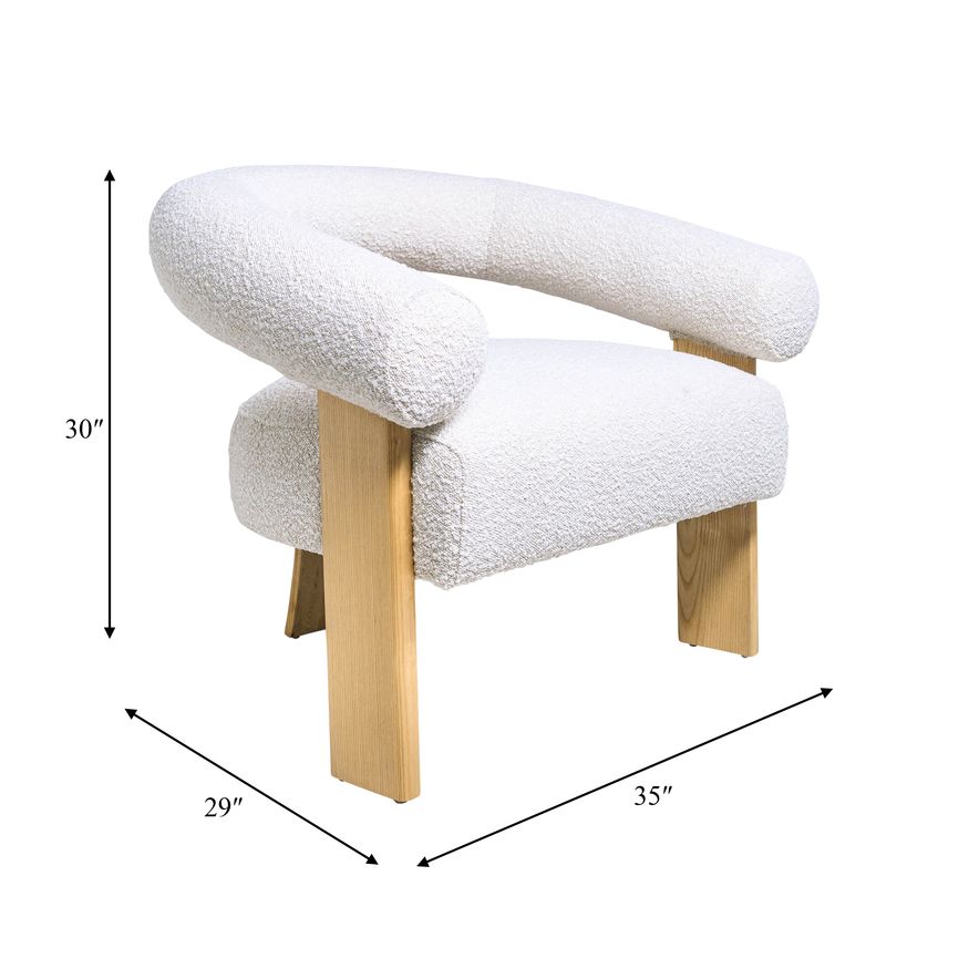 Sagebrook Curved Back Wishbone Chair With Brown Oak Legs - White