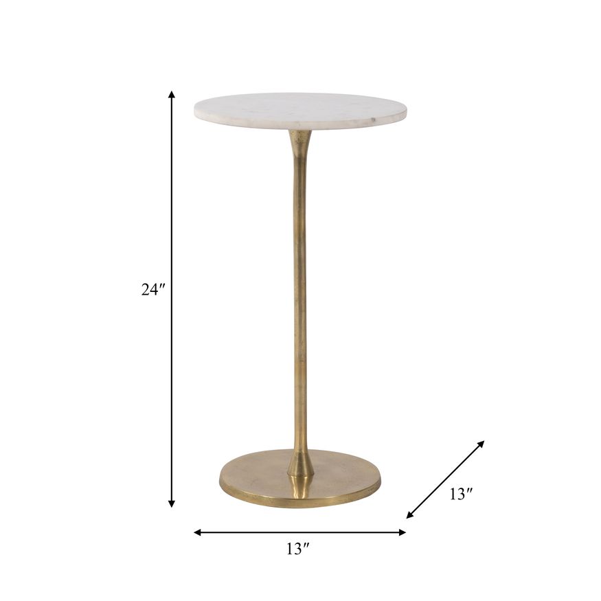 Sagebrook - 24" Round Drink Table in Gold/White