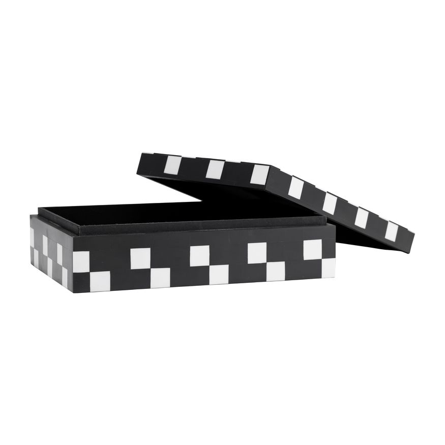 Sagebrook - 10"/12" Resin Diagonal Square Boxes (Set Of 2) in White/Black