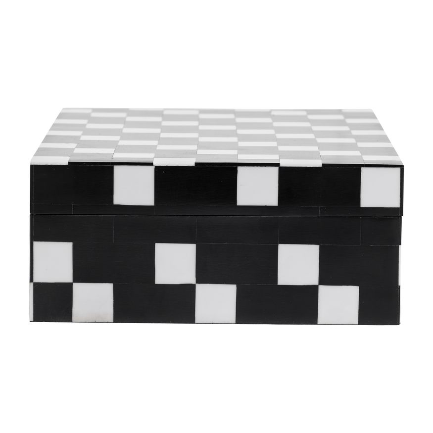 Sagebrook - 10"/12" Resin Diagonal Square Boxes (Set Of 2) in White/Black