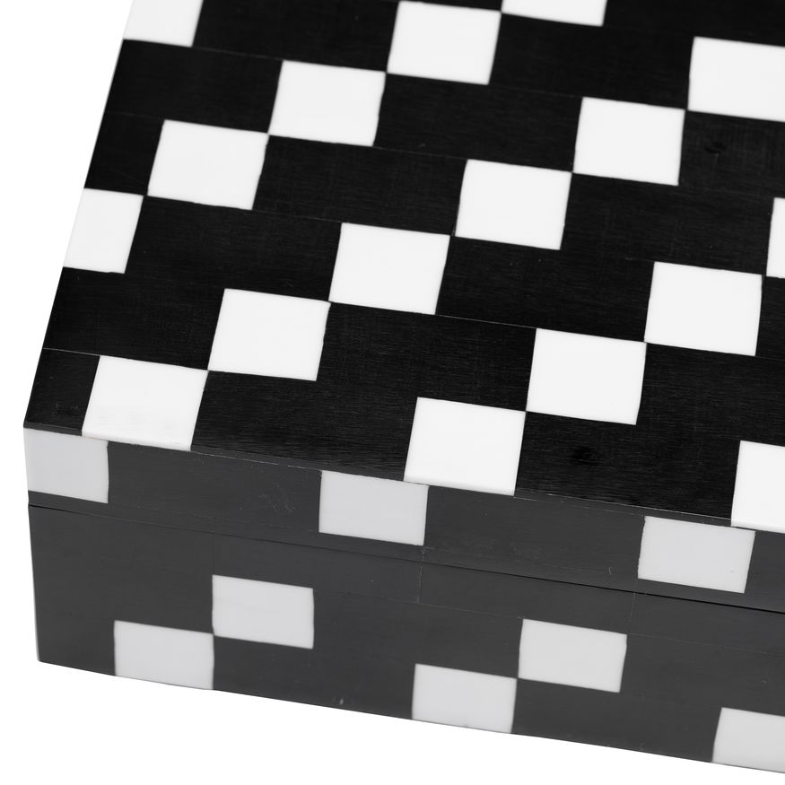 Sagebrook - 10"/12" Resin Diagonal Square Boxes (Set Of 2) in White/Black