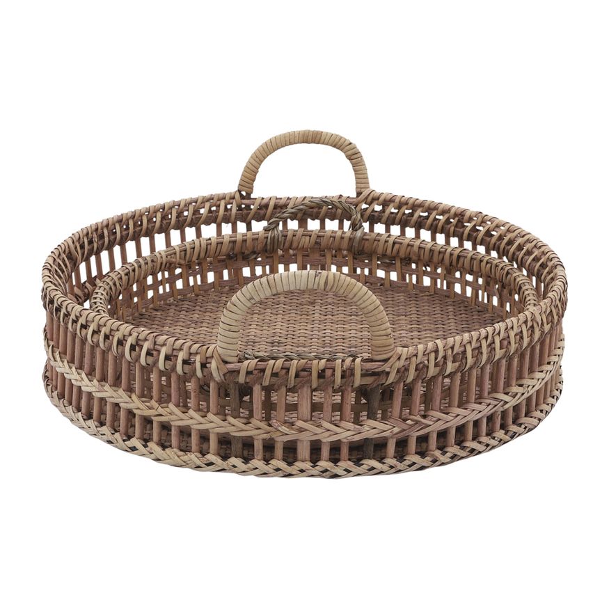 Sagebrook - 12"/14" Rattan Trays (Set Of 2) in Natural