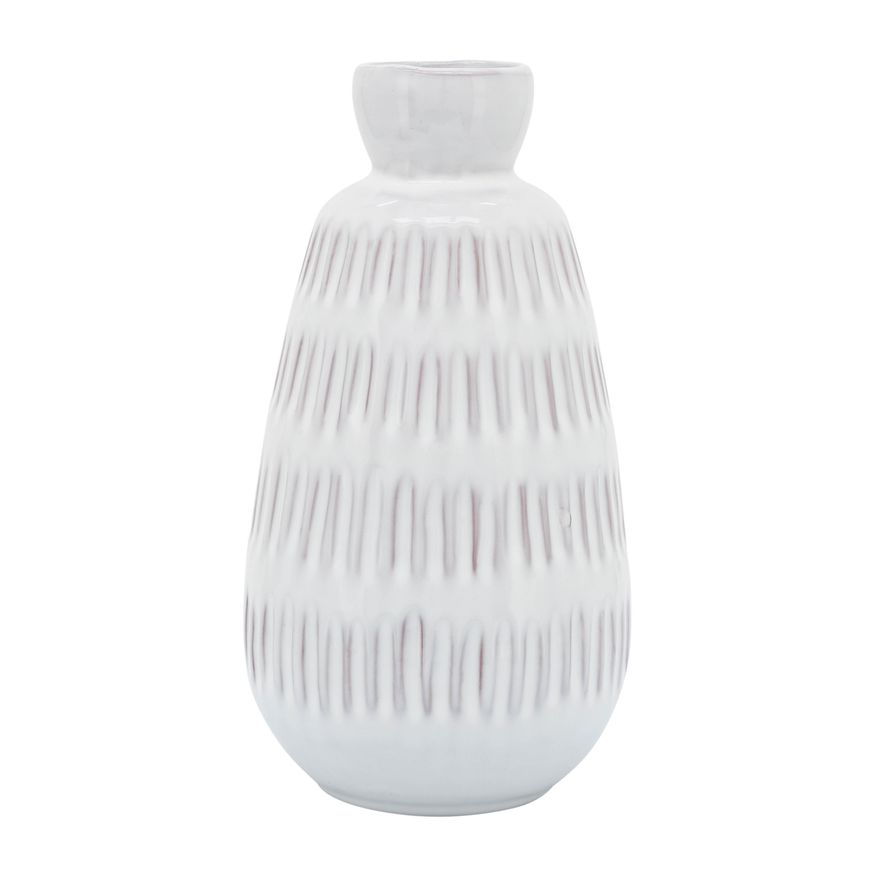 Sagebrook - 8" Ceramic Dimpled Vase in White