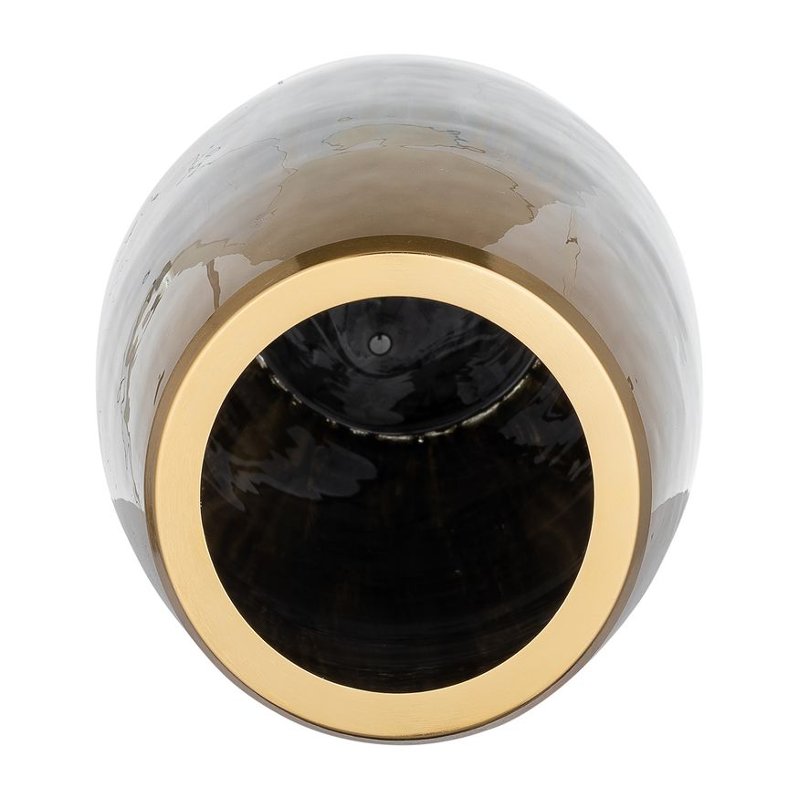 Sagebrook 24" Glass Vase With Metal Ring - Champagne