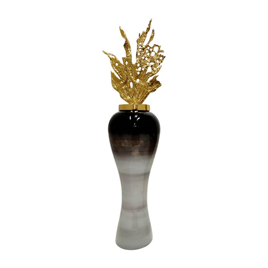 Sagebrook - 17194 38" Metal Vase With Leaf Like Lid