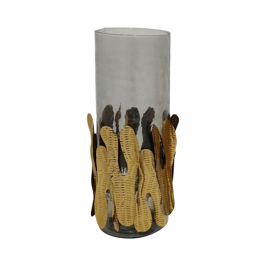 Sagebrook - 10" Glass Candle Holder With Metal Detail