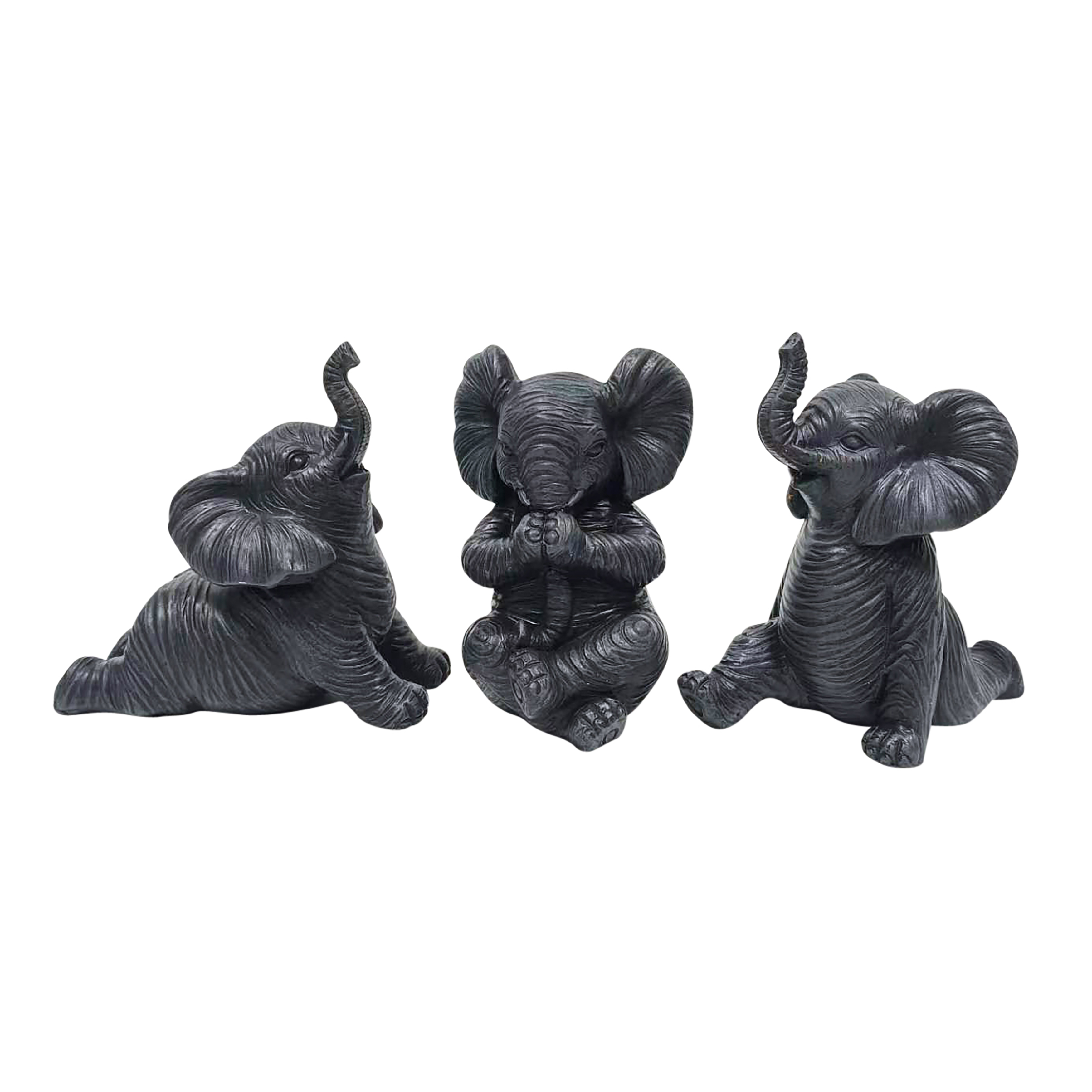 Sagebrook - 6" Resin Stone Look Yoga Elephant (Set Of 3)