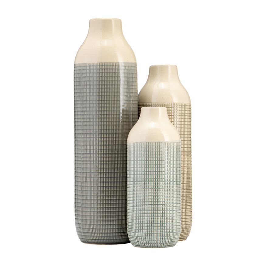 Sagebrook - 12" Ceramic 3-Tone Vase in Light Blue/Green