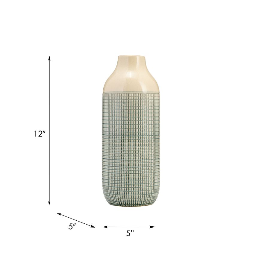 Sagebrook - 12" Ceramic 3-Tone Vase in Light Blue/Green