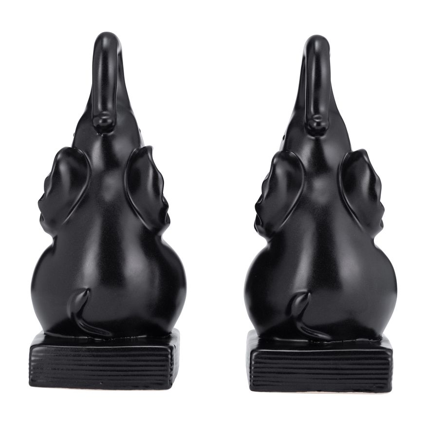 Sagebrook 8" Ceramic Elephant Bookends (Set Of 2) - Black