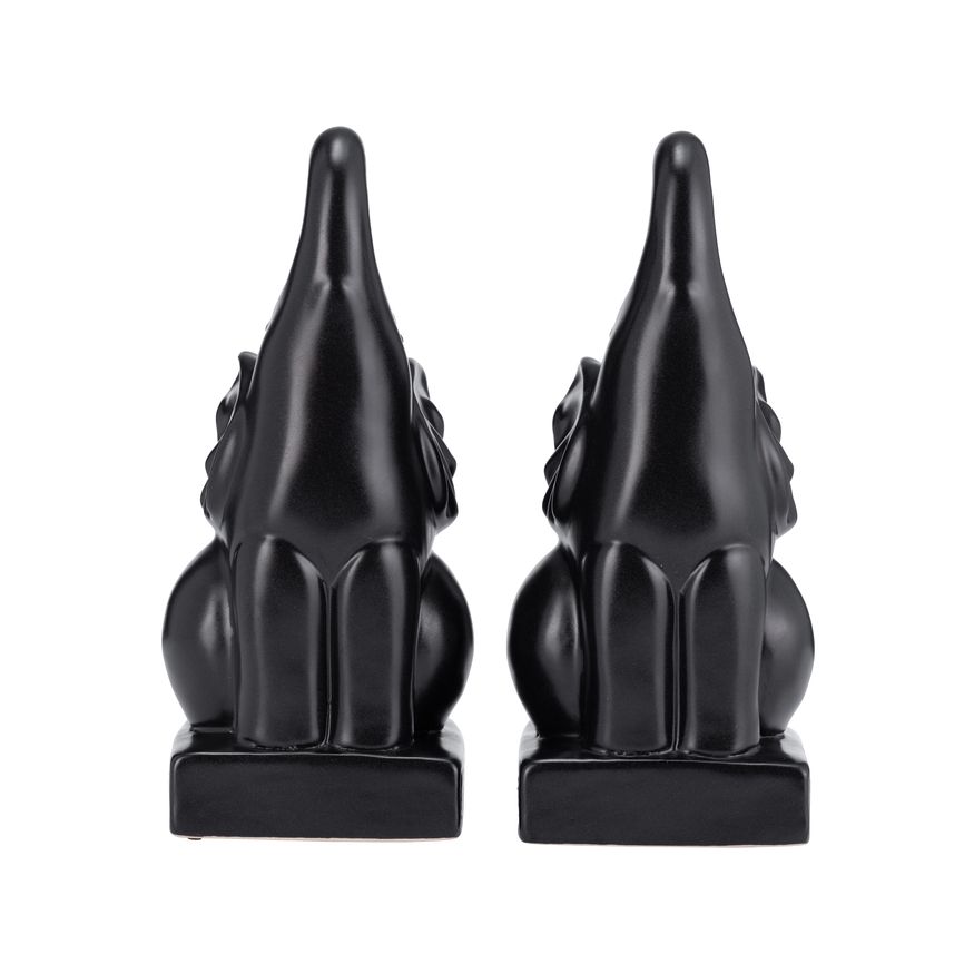Sagebrook 8" Ceramic Elephant Bookends (Set Of 2) - Black
