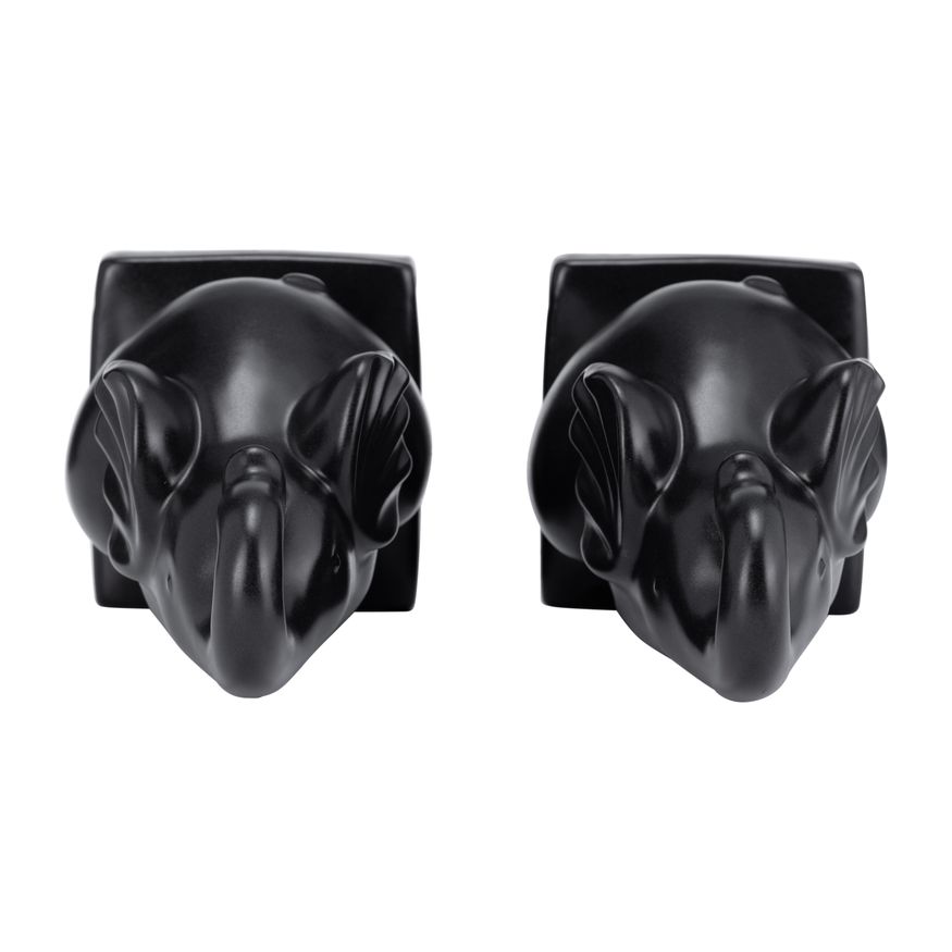 Sagebrook 8" Ceramic Elephant Bookends (Set Of 2) - Black