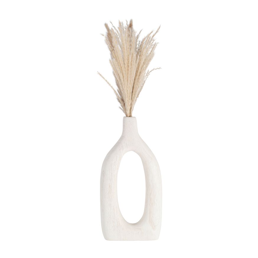 Sagebrook 14" Wood Cut-out Vase - White