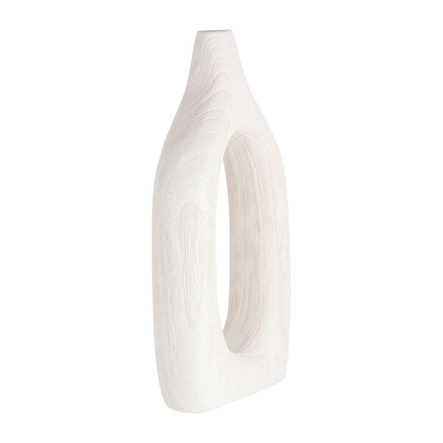 Sagebrook 14" Wood Cut-out Vase - White