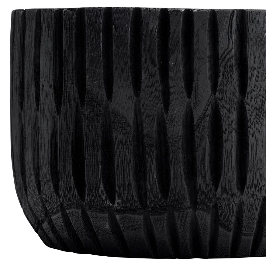 Sagebrook 8" Wood Ridged Bowl - Black