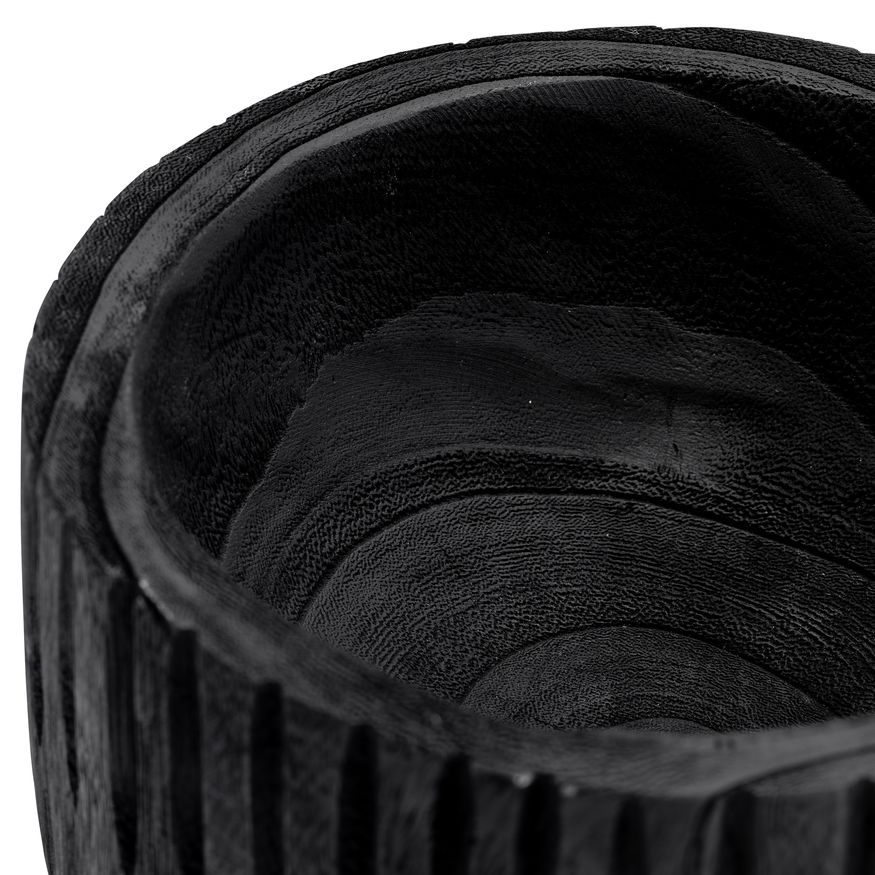 Sagebrook 8" Wood Ridged Bowl - Black
