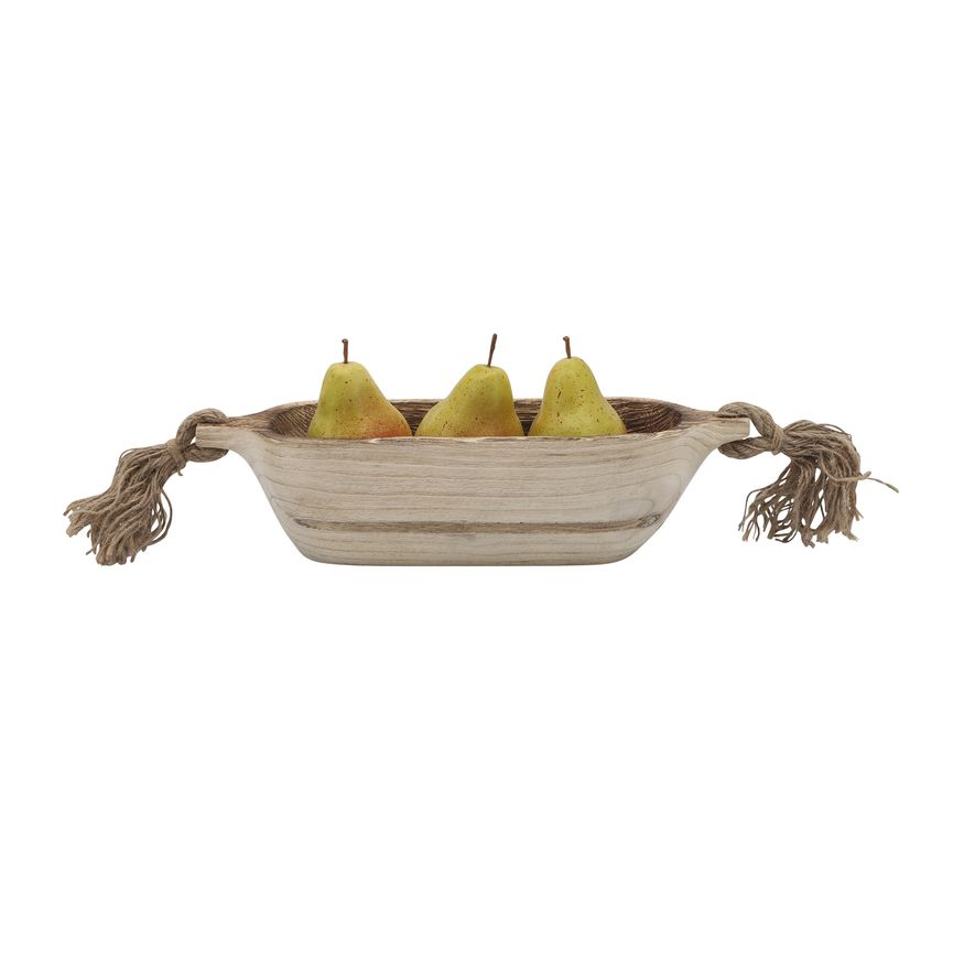 Sagebrook - 15" Wood Tray With Tassels in Natural
